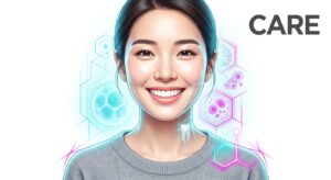 임플란트 수술 후 평온하게 미소 짓는 동양인 여성 모델
